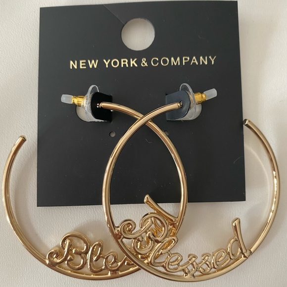 New York & Company Jewelry - New York & Company medium hoop Blessed